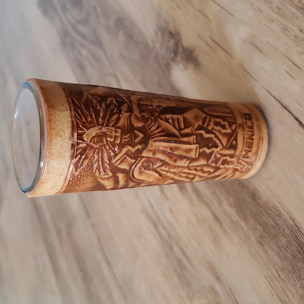 Vintage leather covered Shot Glass made in Mexico